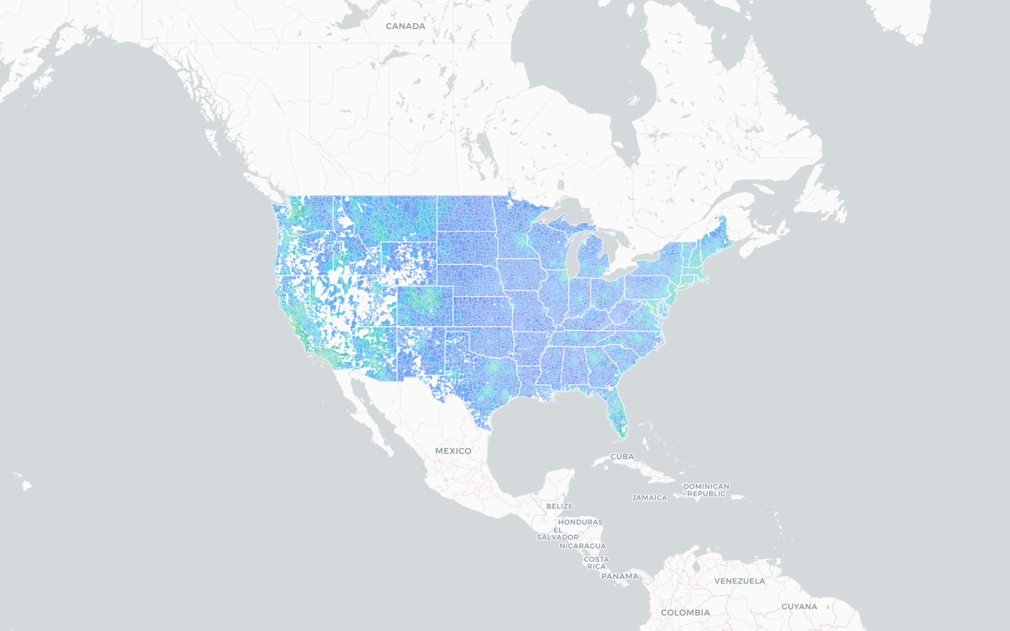 National SAFMR view — every U.S. ZIP, colored by rent