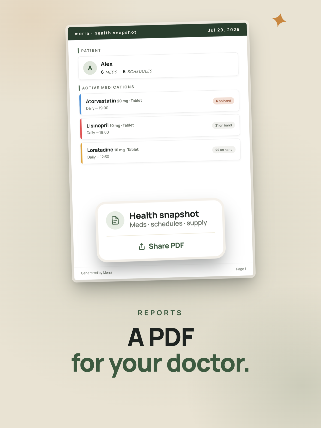 A PDF report for your doctor.