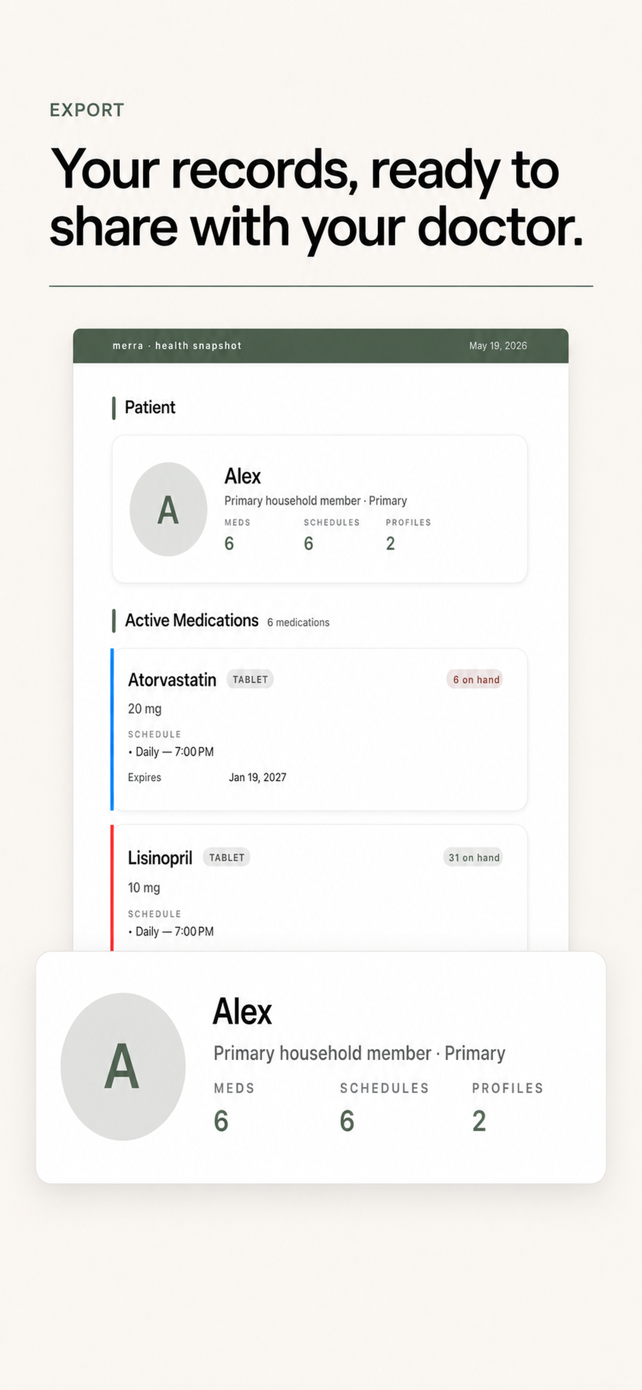 Your records, ready to share with your doctor.