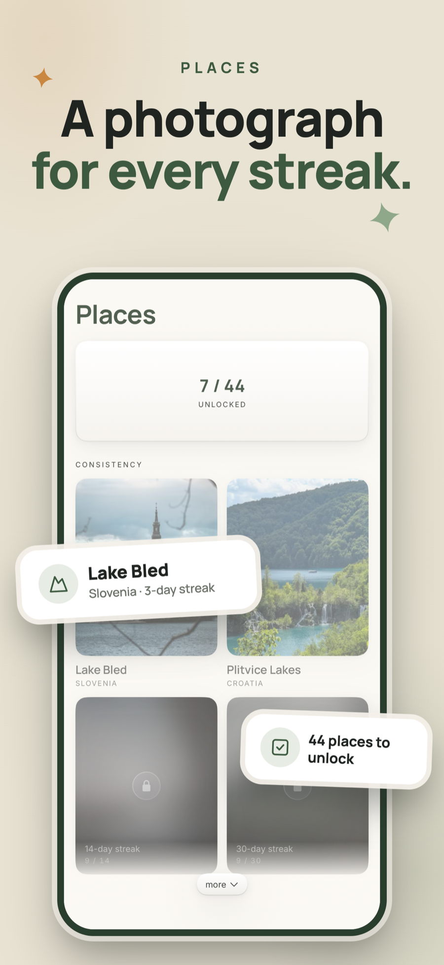 Places unlocked by your streaks.